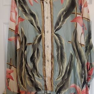 Doncaster Vintage Tropical Print Silk Shirt